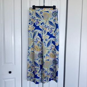 Zara wide leg Floral Paisley Blue and Yellow Pants